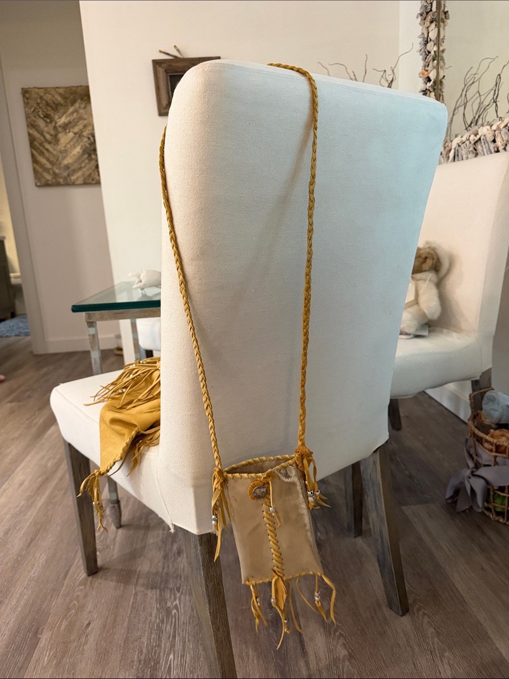 Silver/ tan Leather Fringe Crossbody Bag, Handmade 🌹🙏🏽🇺🇸